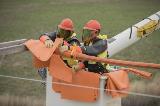 Utility Workers Working on the Line Using Rubber Insulating Blankets